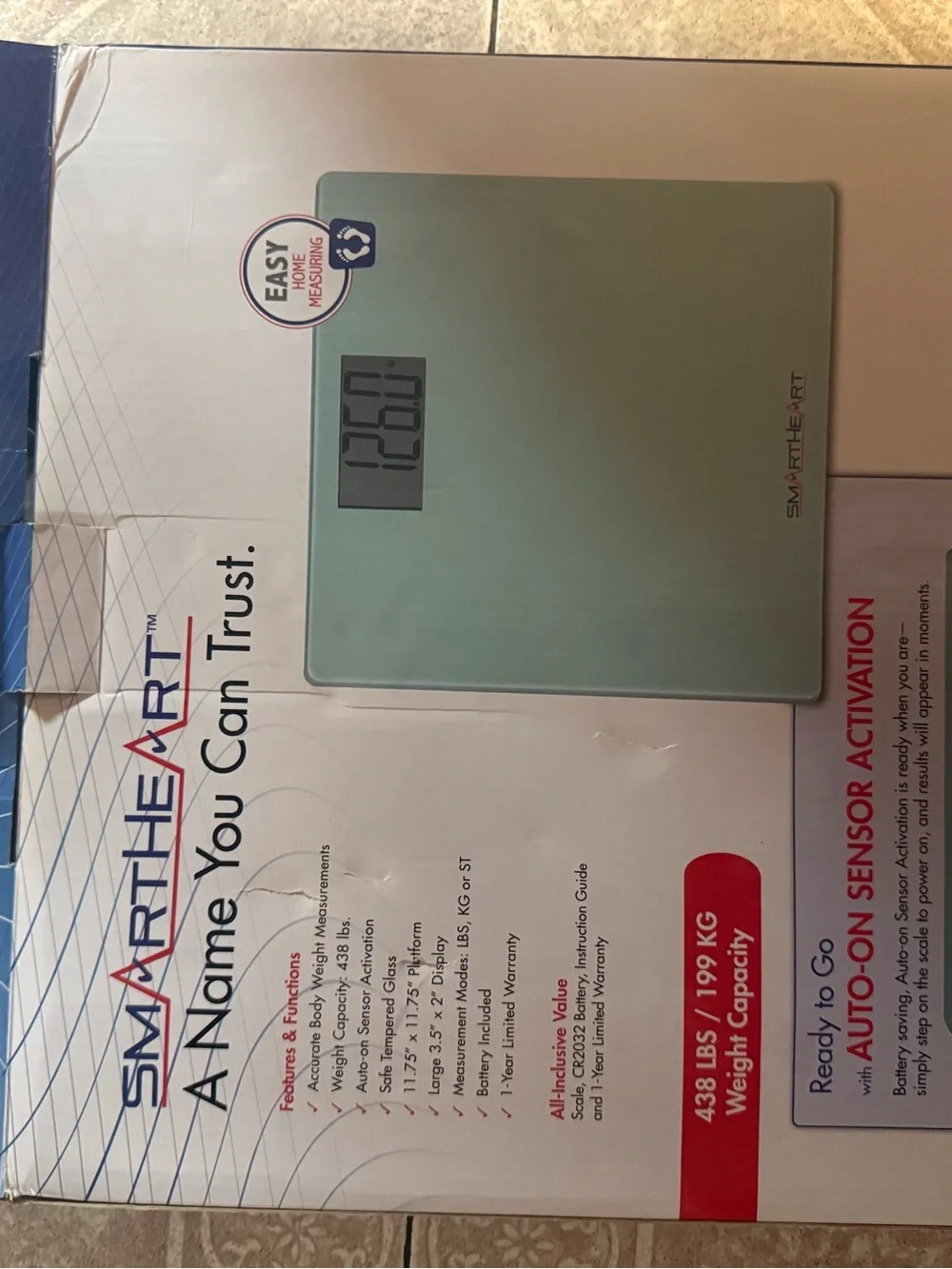 SmartHeart Digital Glass Bathroom Scale Modern White Model 19-101